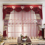 Anvige Home Textile Luxury Curtain ANVIGE European Embroidered Red,Customized Valance,Blackout Window Curtains For Living Room