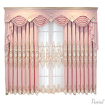 Anvige Home Textile Luxury Curtain ANVIGE European Pink Embossed Curtain With Valance,Custom Made Blackout Window Drapes For Living Room