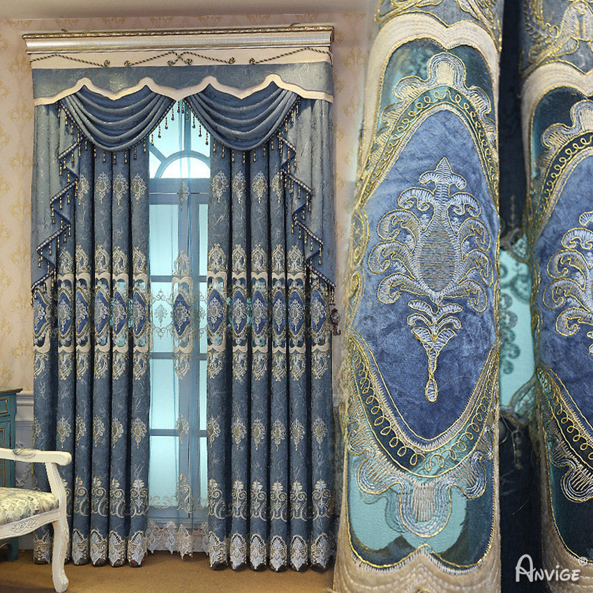 Anvige Home Textile Luxury Curtain ANVIGE European Thickening Emboridered Curtains,Customized Valance,Window Treatment For Living Room