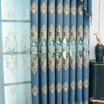 Anvige Home Textile Luxury Curtain ANVIGE Luxury Blue Embroidered Valance,Custom Made Blackout Window Curtains For Living Room