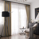 ANVIGE Modern Cotton Linen Striped,Grommet Window Curtain Blackout Curtains For Living Room,52''Wx63''L,1 Panel