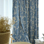 ANVIGE Pastoral Blue Double-sided Branch Printed,Grommet Window Curtain Blackout Curtains For Living Room,52''Wx63''L,1 Panel