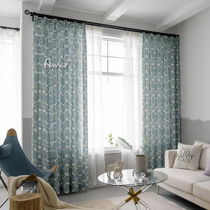 ANVIGE Cotton Linen Gradient Blue Printed,Grommet Window Curtain Black –  Anvige Home Textile