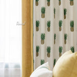 ANVIGE Pastoral Cotton Linen Pineapple Printed,Grommet Window Curtain Blackout Curtains For Living Room,52''Wx63''L,1 Panel