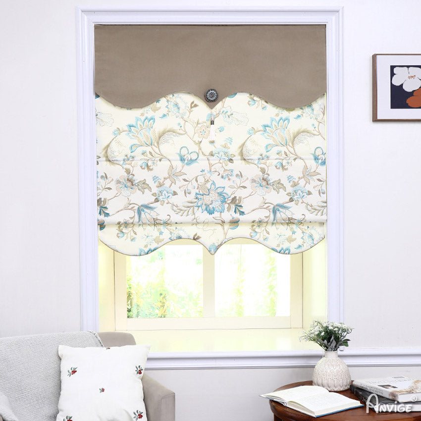 Anvige Home Textile Roman Shade Anvige Flat Roman Shades,Hardware For Installation Included,Window Treatment,Custom Roman Blinds,Blue Flowers