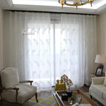 ANVIGE Pastoral White Feathers Embroidered,Grommet Window Curtain Sheer Curtains For Living Room,52''Wx63''L,1 Panel