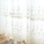 ANVIGE Pastoral White Flowers Embroidered,Grommet Window Curtain Sheer Curtains For Living Room,52''Wx63''L,1 Panel