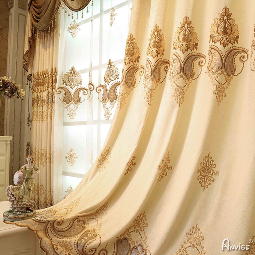 Luxury Curtain ANVIGE Jacquard European Embroidery Curtains for Living Room Customized Valance,Blackout and Sheer Window Curtain With Grommet Top,52''Wx84''L,1 Panel roman shades roman blinds curtains window treatment window shade window blind customized roman shades curtain drapes curtains for living room