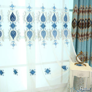 Luxury Curtain ANVIGE Luxury Blackout Curtains For Living Room Embroidered Curtain Customized Valance,Blackout and Sheer Window Curtain With Grommet Top,52''Wx84''L,1 Panel roman shades roman blinds curtains window treatment window shade window blind customized roman shades curtain drapes curtains for living room