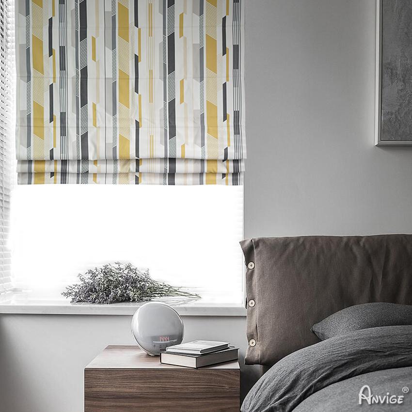 Roman Shade ANVIGE Modern Abstract Geometric Line Printed Customized Roman Shades ,Easy Install Washable Curtains ,Customized Window Curtain Drape, 24"W X 64"H roman shades roman blinds curtains window treatment window shade window blind customized roman shades curtain drapes curtains for living room