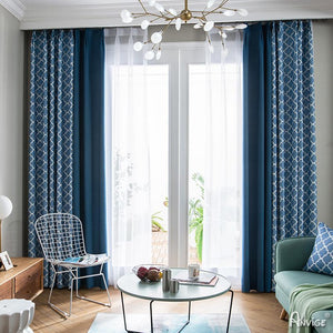 Modern Curtain ANVIGE Modern Blue Geometric Circles Printed,Grommet Window Curtain Blackout Curtains For Living Room,52''Wx63''L,1 Panel roman shades roman blinds curtains window treatment window shade window blind customized roman shades curtain drapes curtains for living room