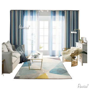 Modern Curtain ANVIGE Modern Cotton Linen Blue Gradient Printed,Grommet Window Curtain Blackout Curtains For Living Room,52''Wx63''L,1 Panel roman shades roman blinds curtains window treatment window shade window blind customized roman shades curtain drapes curtains for living room