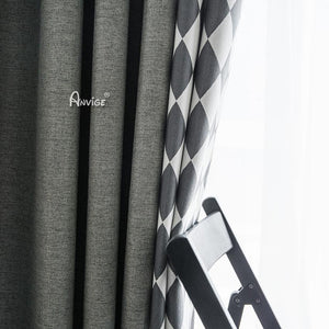 Modern Curtain ANVIGE Modern Cotton Linen Geometric Rhombus,Grommet Window Curtain Blackout Curtains For Living Room,52''Wx63''L,1 Panel roman shades roman blinds curtains window treatment window shade window blind customized roman shades curtain drapes curtains for living room