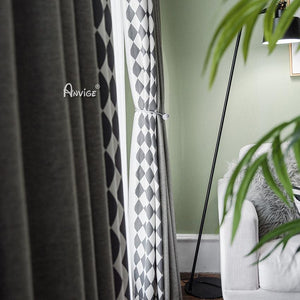 Modern Curtain ANVIGE Modern Cotton Linen Geometric Rhombus,Grommet Window Curtain Blackout Curtains For Living Room,52''Wx63''L,1 Panel roman shades roman blinds curtains window treatment window shade window blind customized roman shades curtain drapes curtains for living room