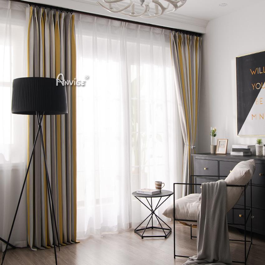 Modern Curtain ANVIGE Modern Cotton Linen Striped,Grommet Window Curtain Blackout Curtains For Living Room,52''Wx63''L,1 Panel roman shades roman blinds curtains window treatment window shade window blind customized roman shades curtain drapes curtains for living room