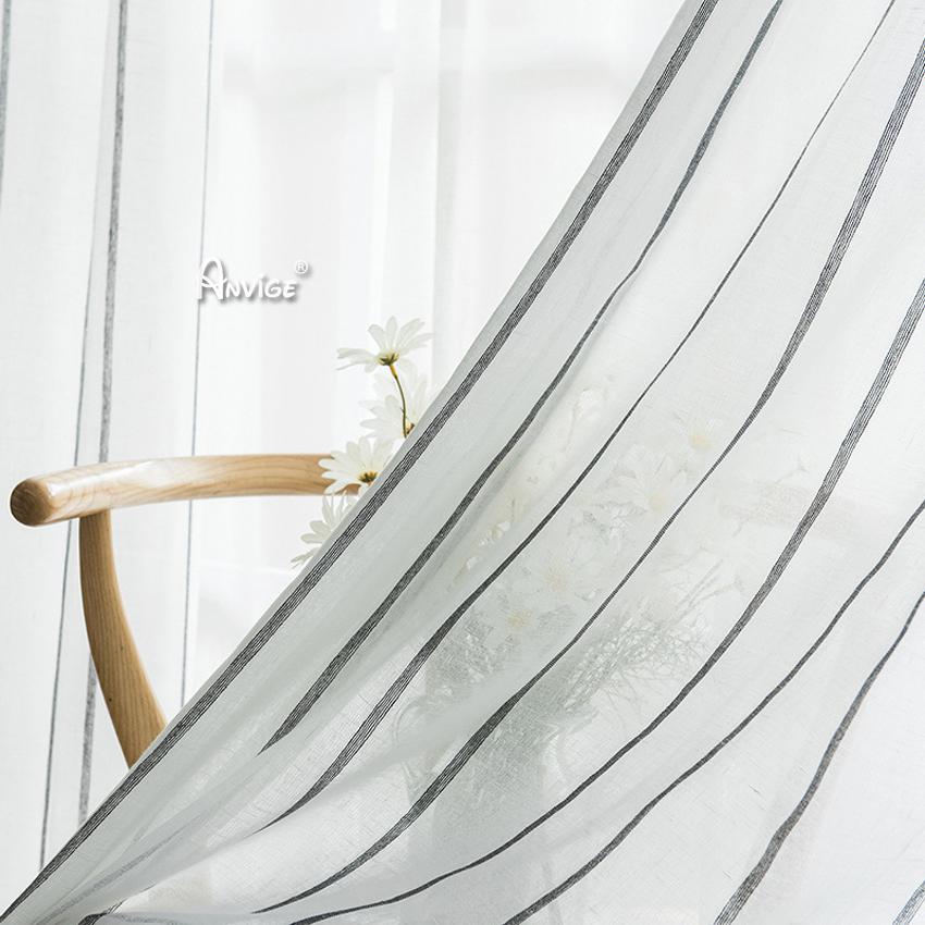 Sheer Curtain ANVIGE Modern Cotton Linen Striped,Grommet Window Curtain Sheer Curtains For Living Room,52''Wx63''L,1 Panel roman shades roman blinds curtains window treatment window shade window blind customized roman shades curtain drapes curtains for living room