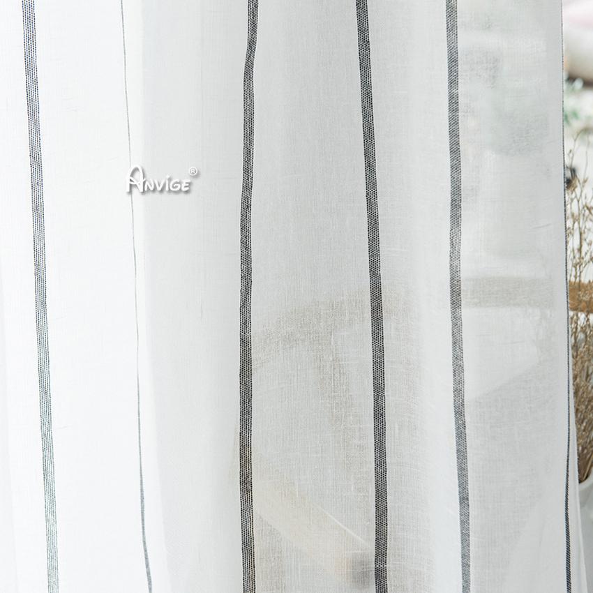 Sheer Curtain ANVIGE Modern Cotton Linen Striped,Grommet Window Curtain Sheer Curtains For Living Room,52''Wx63''L,1 Panel roman shades roman blinds curtains window treatment window shade window blind customized roman shades curtain drapes curtains for living room