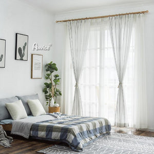 Sheer Curtain ANVIGE Modern Cotton Linen Striped,Grommet Window Curtain Sheer Curtains For Living Room,52''Wx63''L,1 Panel roman shades roman blinds curtains window treatment window shade window blind customized roman shades curtain drapes curtains for living room