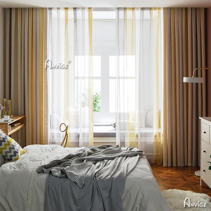 Modern Curtain ANVIGE Modern Cotton Linen Yellow Gradient Printed,Grommet Window Curtain Blackout Curtains For Living Room,52''Wx63''L,1 Panel roman shades roman blinds curtains window treatment window shade window blind customized roman shades curtain drapes curtains for living room