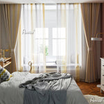 Modern Curtain ANVIGE Modern Cotton Linen Yellow Gradient Printed,Grommet Window Curtain Blackout Curtains For Living Room,52''Wx63''L,1 Panel roman shades roman blinds curtains window treatment window shade window blind customized roman shades curtain drapes curtains for living room