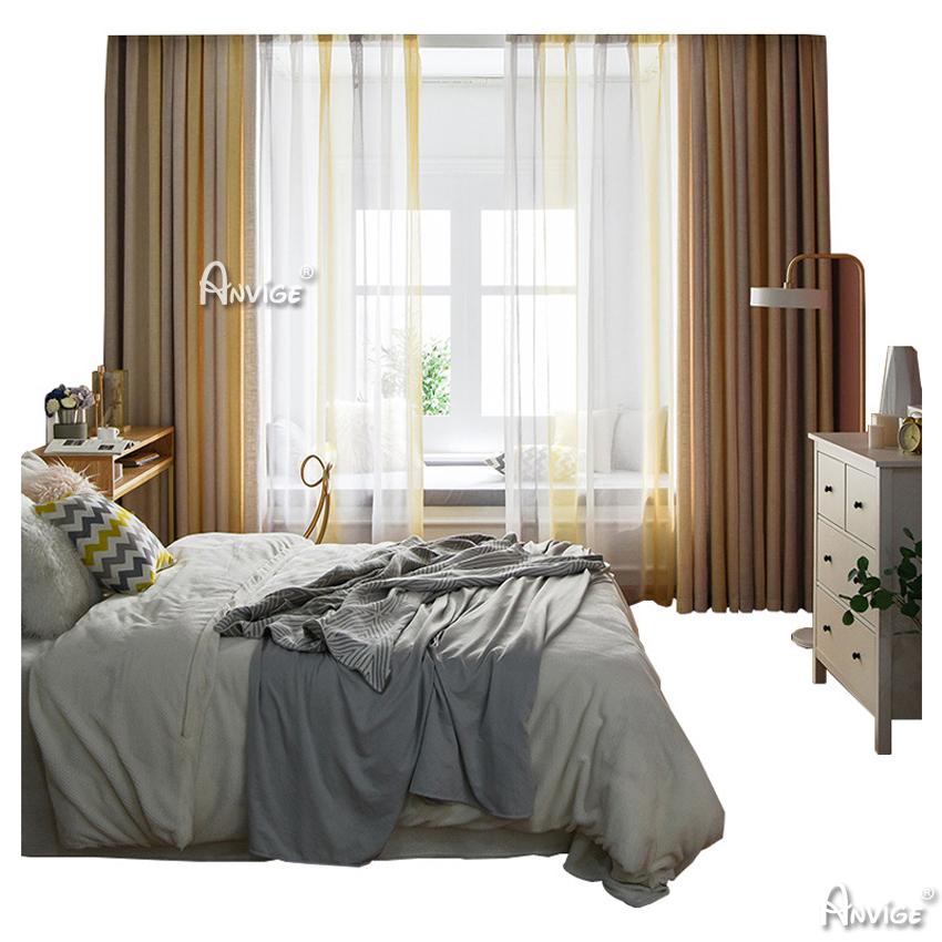 Modern Curtain ANVIGE Modern Cotton Linen Yellow Gradient Printed,Grommet Window Curtain Blackout Curtains For Living Room,52''Wx63''L,1 Panel roman shades roman blinds curtains window treatment window shade window blind customized roman shades curtain drapes curtains for living room