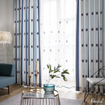 Modern Curtain ANVIGE Modern Fashion Cotton Linen Striped Embroidered ,Grommet Window Curtain Blackout Curtains For Living Room,52''Wx63''L,1 Panel roman shades roman blinds curtains window treatment window shade window blind customized roman shades curtain drapes curtains for living room