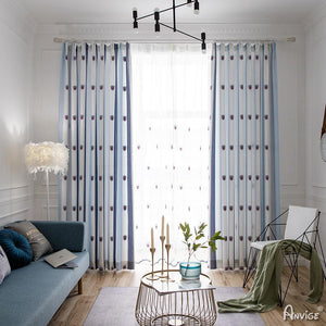 Modern Curtain ANVIGE Modern Fashion Cotton Linen Striped Embroidered ,Grommet Window Curtain Blackout Curtains For Living Room,52''Wx63''L,1 Panel roman shades roman blinds curtains window treatment window shade window blind customized roman shades curtain drapes curtains for living room