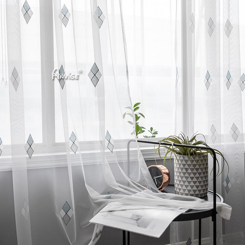 Sheer Curtain ANVIGE Modern Fashion Geometric,Grommet Window Curtain Sheer Curtains For Living Room,52''Wx63''L,1 Panel roman shades roman blinds curtains window treatment window shade window blind customized roman shades curtain drapes curtains for living room