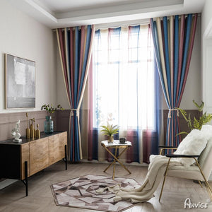 Modern Curtain ANVIGE Modern Gradient Stripe Printing,Grommet Window Curtain Blackout Curtains For Living Room,52''Wx63''L,1 Panel roman shades roman blinds curtains window treatment window shade window blind customized roman shades curtain drapes curtains for living room