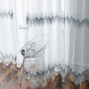 Sheer Curtain ANVIGE Modern Gradient Wave Embroidered,Grommet Window Curtain Sheer Curtains For Living Room,52''Wx63''L,1 Panel roman shades roman blinds curtains window treatment window shade window blind customized roman shades curtain drapes curtains for living room