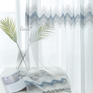 Sheer Curtain ANVIGE Modern Gradient Wave Embroidered,Grommet Window Curtain Sheer Curtains For Living Room,52''Wx63''L,1 Panel roman shades roman blinds curtains window treatment window shade window blind customized roman shades curtain drapes curtains for living room