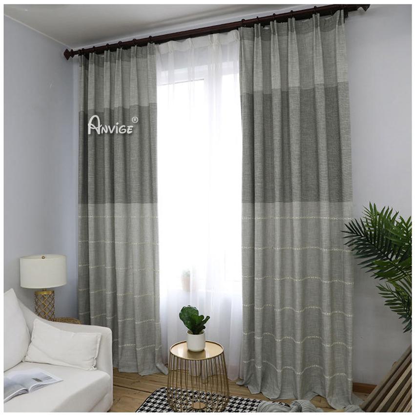 Modern Curtain ANVIGE Modern Linen Cloth Embroidered Curtains,Grommet Window Curtain Blackout Curtains For Living Room,52''Wx63''L,1 Panel roman shades roman blinds curtains window treatment window shade window blind customized roman shades curtain drapes curtains for living room