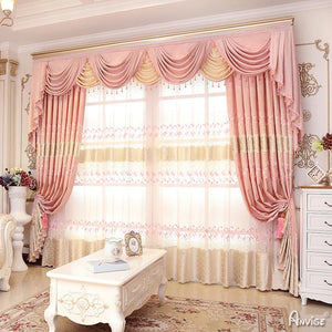 Luxury Curtain ANVIGE Modern Luxury Pink Embroidered Curtains High Quality Valance,Blackout and Sheer Window Curtain With Grommet Top,52''Wx84''L,1 Panel roman shades roman blinds curtains window treatment window shade window blind customized roman shades curtain drapes curtains for living room