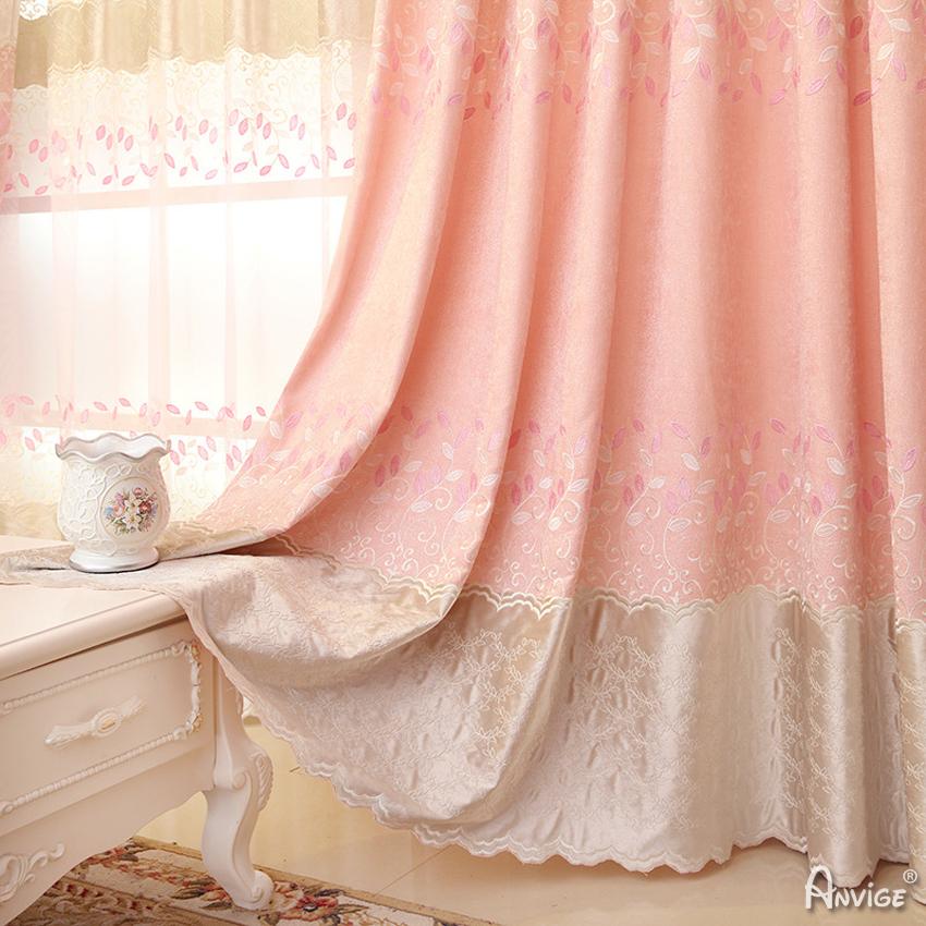 Luxury Curtain ANVIGE Modern Luxury Pink Embroidered Curtains High Quality Valance,Blackout and Sheer Window Curtain With Grommet Top,52''Wx84''L,1 Panel roman shades roman blinds curtains window treatment window shade window blind customized roman shades curtain drapes curtains for living room