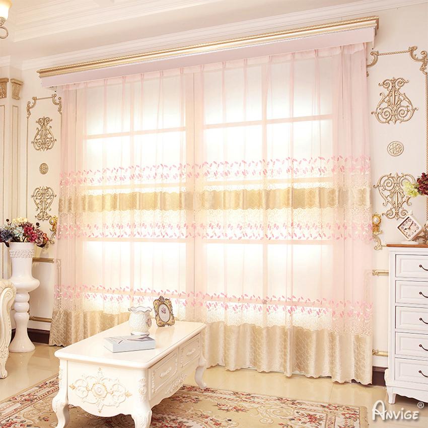 Luxury Curtain ANVIGE Modern Luxury Pink Embroidered Curtains High Quality Valance,Blackout and Sheer Window Curtain With Grommet Top,52''Wx84''L,1 Panel roman shades roman blinds curtains window treatment window shade window blind customized roman shades curtain drapes curtains for living room