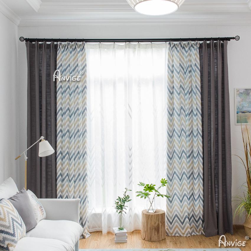 Modern Curtain ANVIGE Modern Nordic Fashion Waves Printed Curtains,Grommet Window Curtain Blackout Curtains For Living Room,52''Wx63''L,1 Panel roman shades roman blinds curtains window treatment window shade window blind customized roman shades curtain drapes curtains for living room