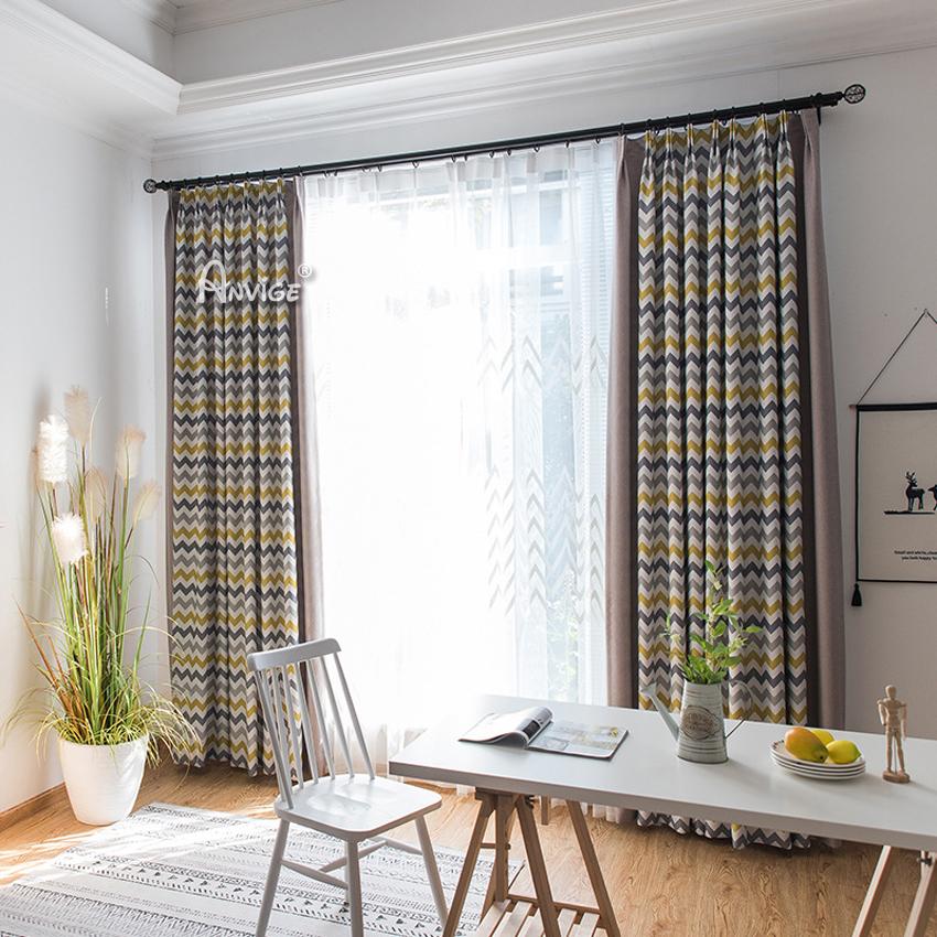 Modern Curtain ANVIGE Modern Nordic Yellow Waves Printed,Grommet Window Curtain Blackout Curtains For Living Room,52''Wx63''L,1 Panel roman shades roman blinds curtains window treatment window shade window blind customized roman shades curtain drapes curtains for living room