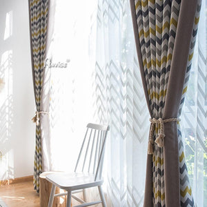 Modern Curtain ANVIGE Modern Nordic Yellow Waves Printed,Grommet Window Curtain Blackout Curtains For Living Room,52''Wx63''L,1 Panel roman shades roman blinds curtains window treatment window shade window blind customized roman shades curtain drapes curtains for living room