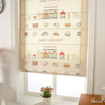 Roman Shade ANVIGE Modern Sweet Coffee Shop Printed Customized Roman Shades ,Easy Install Washable Curtains ,Customized Window Curtain Drape, 24"W X 64"H roman shades roman blinds curtains window treatment window shade window blind customized roman shades curtain drapes curtains for living room