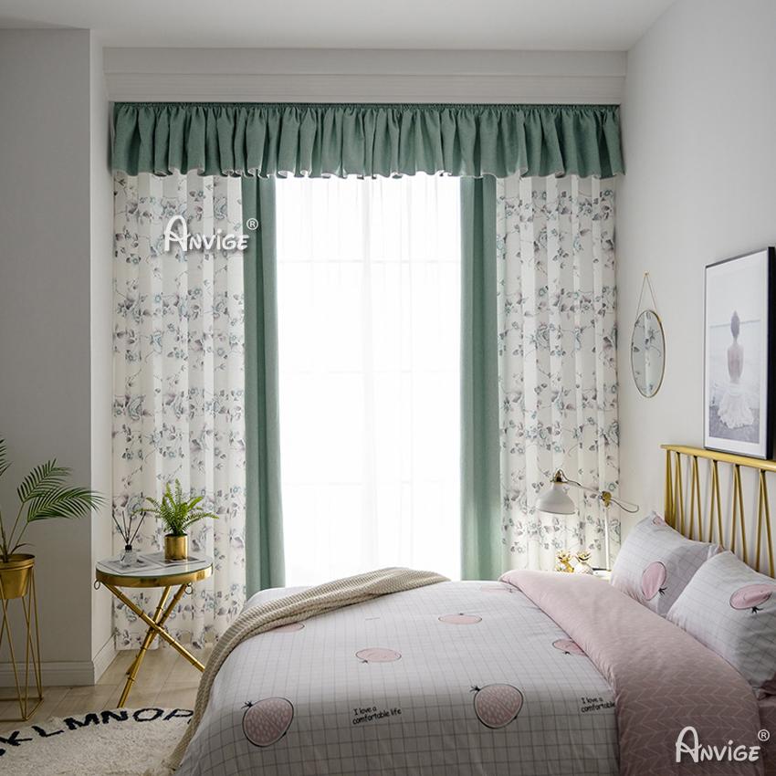 Pastoral Curtain ANVIGE Natural Flowers High Quality Printed,Grommet Window Curtain Blackout Curtains For Living Room,52''Wx63''L,1 Panel roman shades roman blinds curtains window treatment window shade window blind customized roman shades curtain drapes curtains for living room