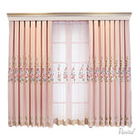 Anvige Home Textile Luxury Curtain ANVIGE New Arrival Pink Flowers Embroidered Curtain With Valance,Custom Made Blackout Window Drapes For Living Room