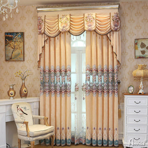 Anvige Home Textile Luxury Curtain ANVIGE New Embroidered Curtains Luxury Valance,Custom Made Blackout Window Drapes For Living Room