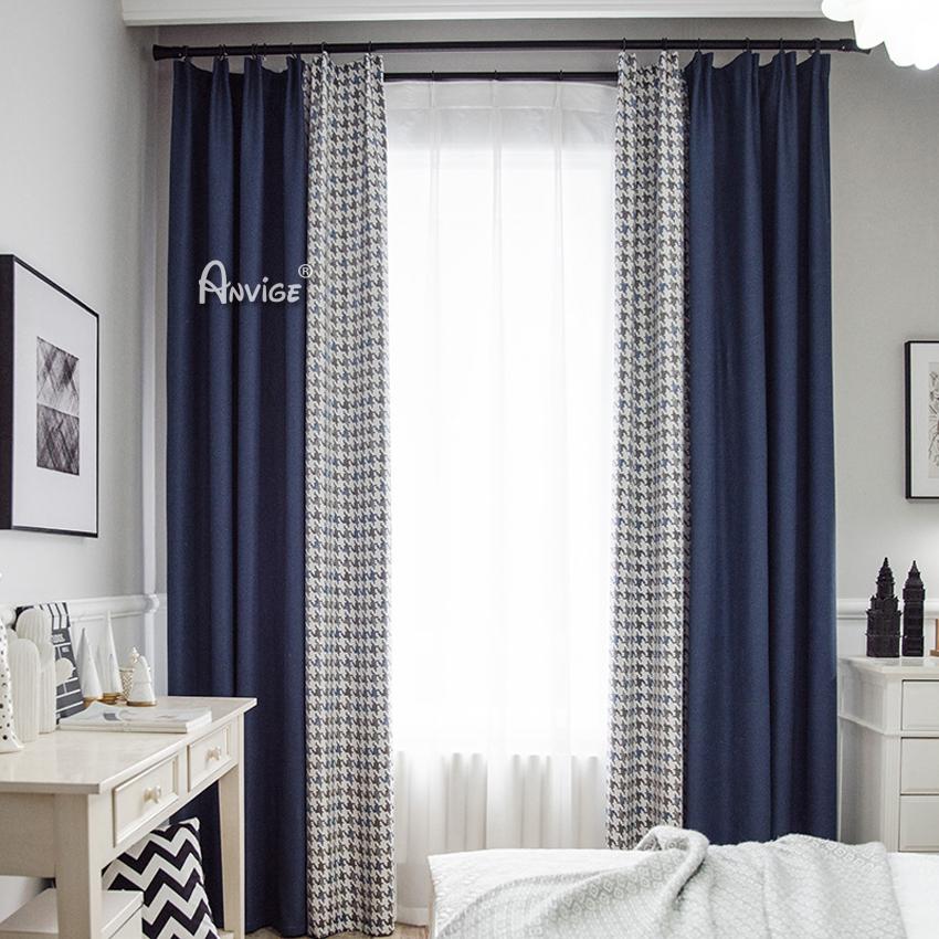 Modern Curtain ANVIGE Nordic Modern Houndstooth Jacquard,Grommet Window Curtain Blackout Curtains For Living Room,52''Wx63''L,1 Panel roman shades roman blinds curtains window treatment window shade window blind customized roman shades curtain drapes curtains for living room