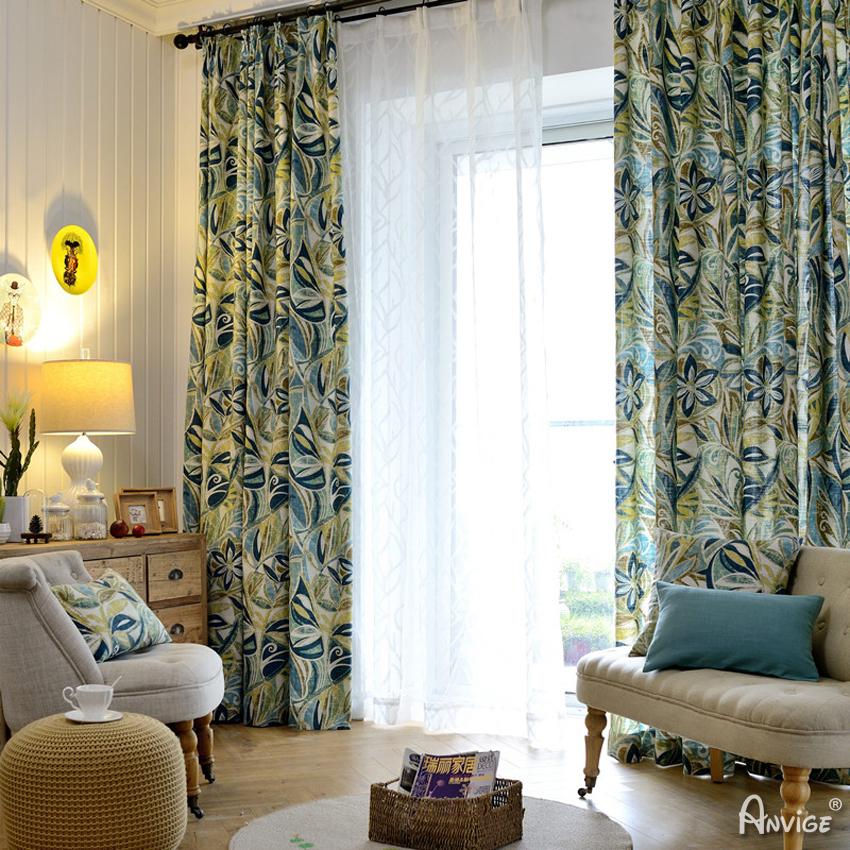 Pastoral Curtain ANVIGE Pastoral Abstract Flowers Printed,Grommet Window Curtain Blackout Curtains For Living Room,52''Wx63''L,1 Panel roman shades roman blinds curtains window treatment window shade window blind customized roman shades curtain drapes curtains for living room