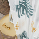 Sheer Curtain ANVIGE Pastoral Banana Leaves Embroidered,Grommet Window Curtain Sheer Curtains For Living Room,52''Wx63''L,1 Panel roman shades roman blinds curtains window treatment window shade window blind customized roman shades curtain drapes curtains for living room