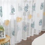 Sheer Curtain ANVIGE Pastoral Banana Leaves Embroidered,Grommet Window Curtain Sheer Curtains For Living Room,52''Wx63''L,1 Panel roman shades roman blinds curtains window treatment window shade window blind customized roman shades curtain drapes curtains for living room