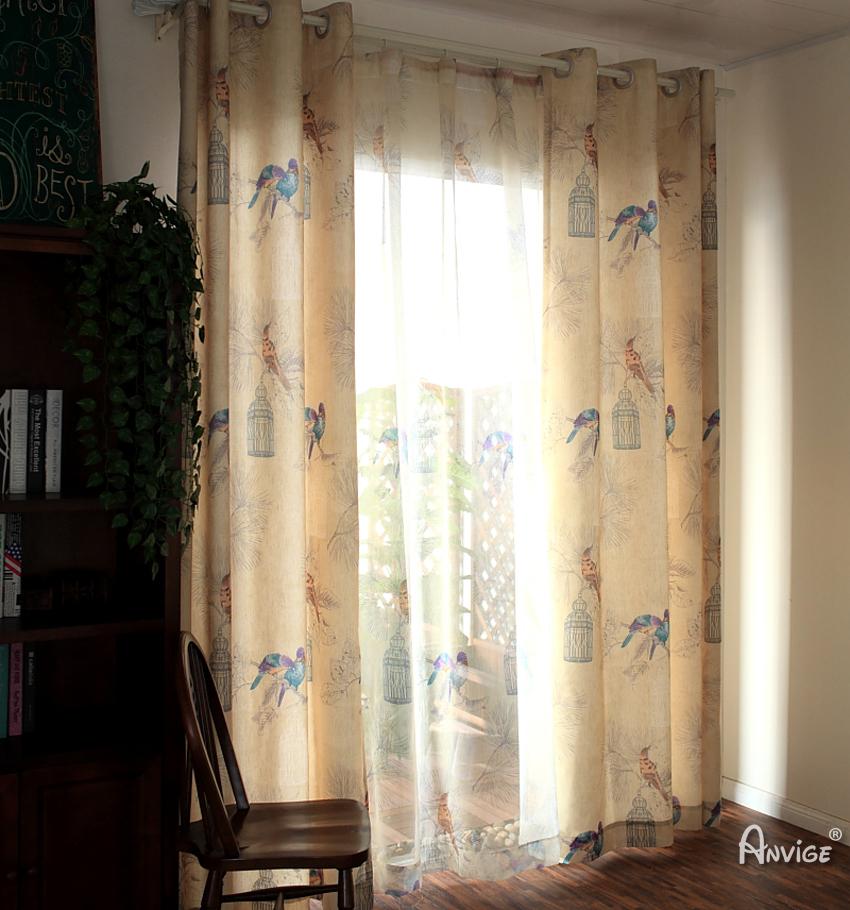 Pastoral Curtain ANVIGE Pastoral Bird Cage Printed,Grommet Window Curtain Blackout Curtains For Living Room,52''Wx63''L,1 Panel roman shades roman blinds curtains window treatment window shade window blind customized roman shades curtain drapes curtains for living room