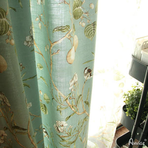 Pastoral Curtain ANVIGE Pastoral Birds and Flowers Printed,Grommet Window Curtain Blackout Curtains For Living Room,52''Wx63''L,1 Panel roman shades roman blinds curtains window treatment window shade window blind customized roman shades curtain drapes curtains for living room