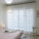 Sheer Curtain ANVIGE Pastoral Blue Feathers Embroidered,Grommet Window Curtain Sheer Curtains For Living Room,52''Wx63''L,1 Panel roman shades roman blinds curtains window treatment window shade window blind customized roman shades curtain drapes curtains for living room