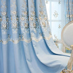 Luxury Curtain ANVIGE Pastoral Blue Flowers Embroidered Customized Curtains Luxury Valance,Blackout and Sheer Window Curtain With Grommet Top,52''Wx84''L,1 Panel roman shades roman blinds curtains window treatment window shade window blind customized roman shades curtain drapes curtains for living room